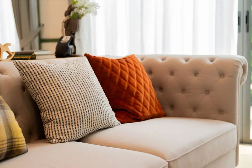 couch in living room at corsica villas at euclid apartments for rent phoenix